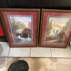 Framed & Matted Waterfall Pictures From Home Interiors 