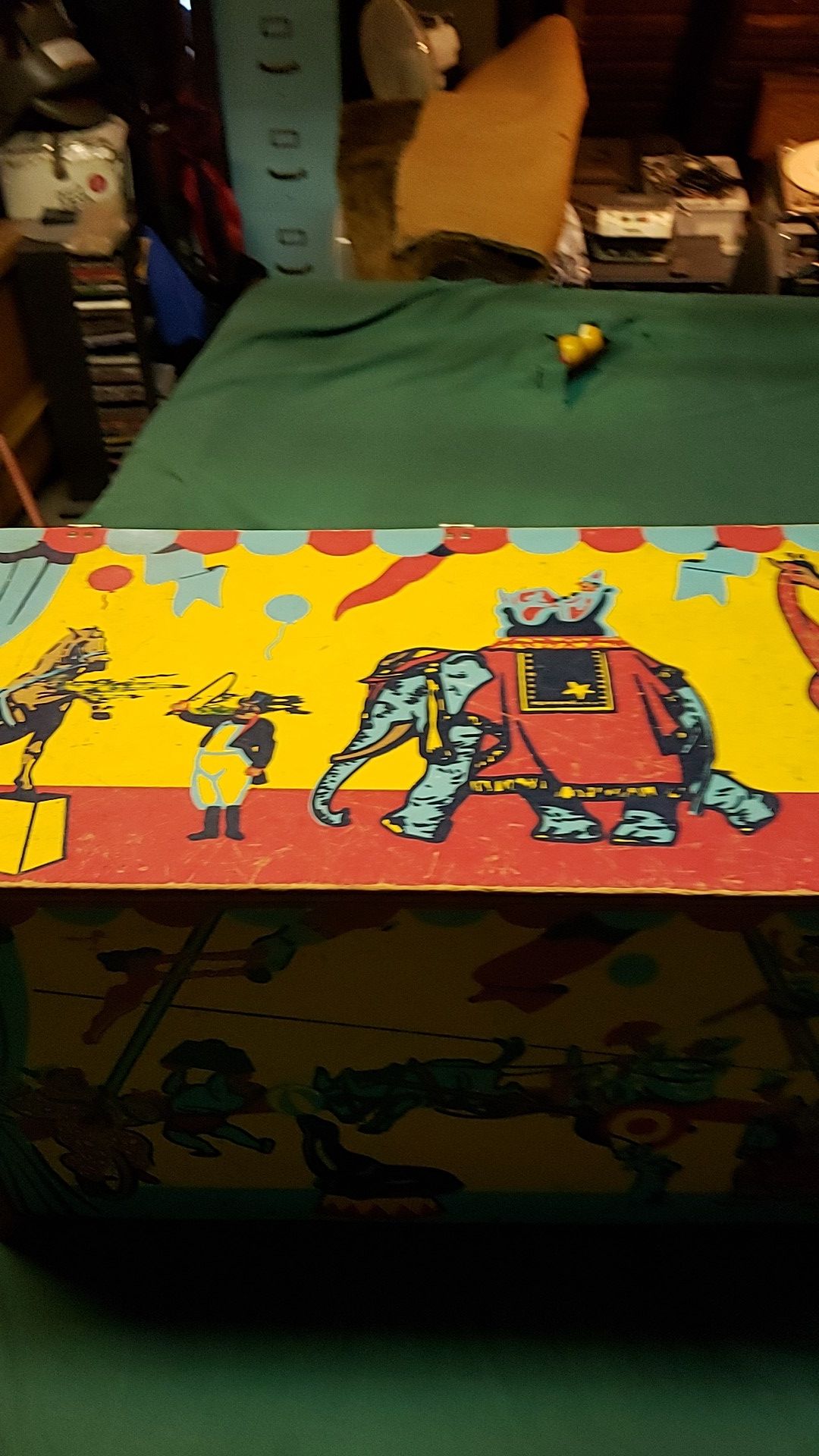 Antique circus toy box