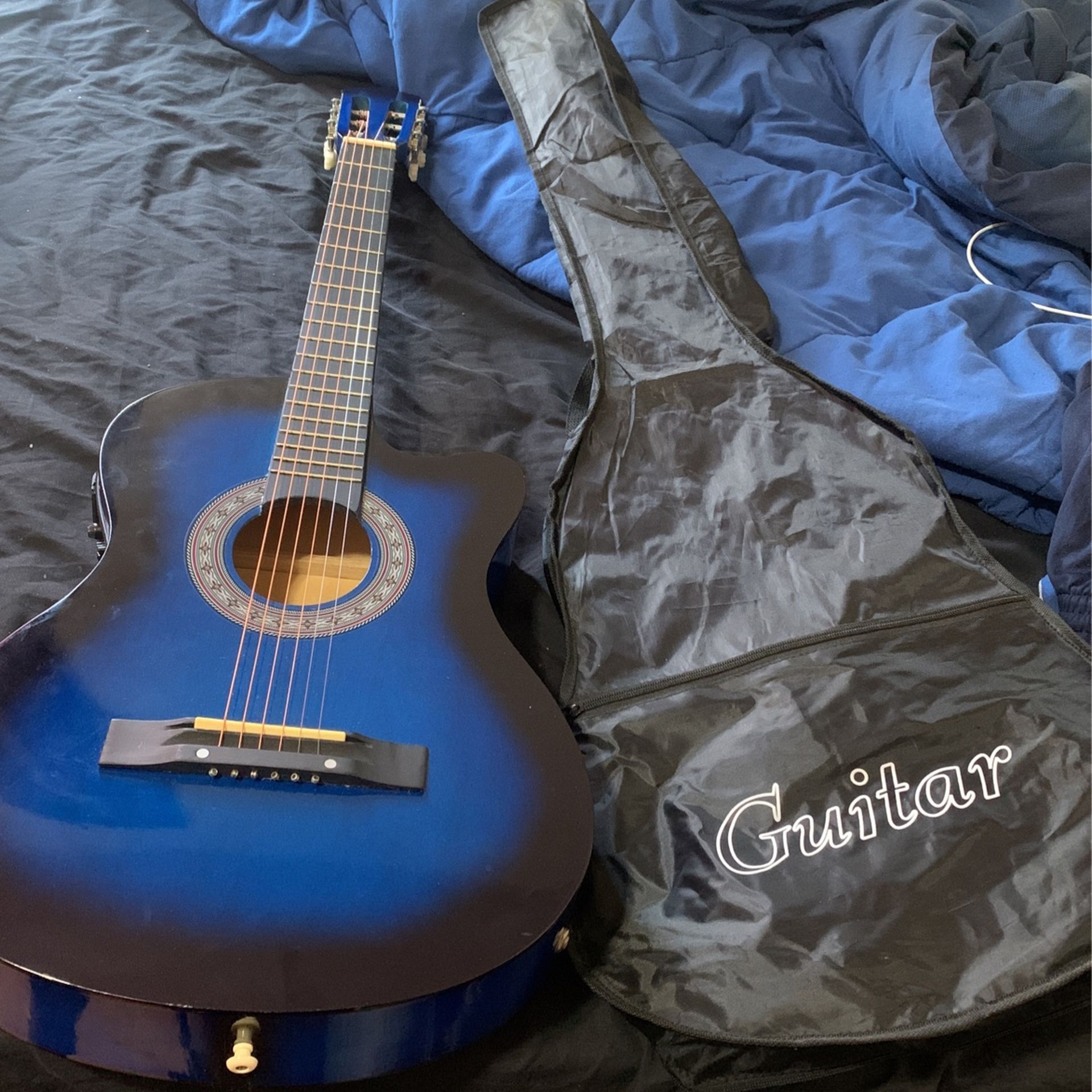 Blue Acoustic Guitar