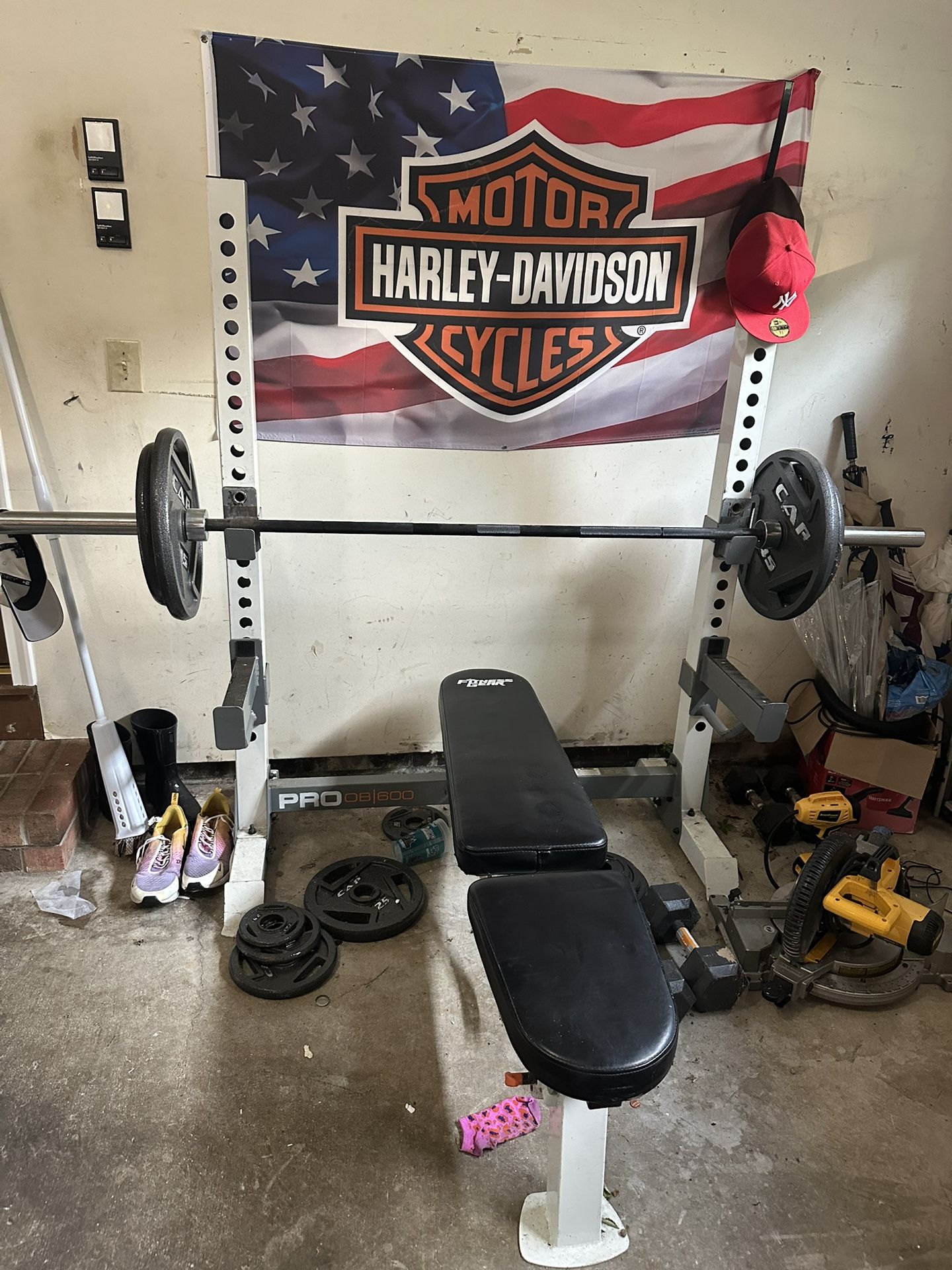 Weight Bench ,bar,and Steel Weights. 