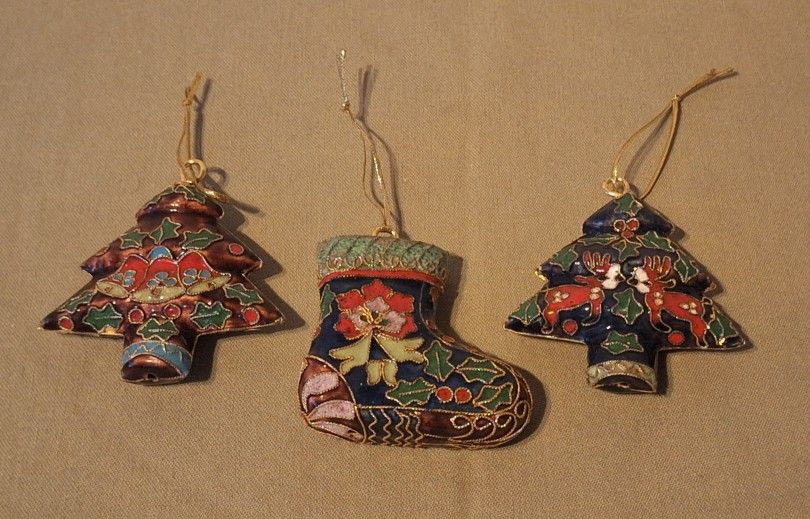 Cloisonne Ornaments-Lot Of 3-Highly Detailed, Nicely Weighted