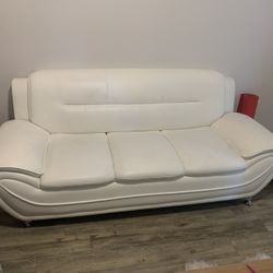 White Leather Sofa And Barstools