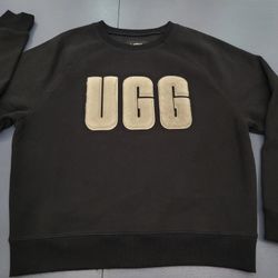 UGG Brand Madeline Fuzzy Logo PullOver Sweater Sweatshirt Top Sz M. 