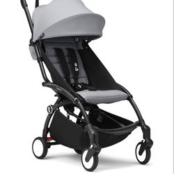 Stokke YOYO3 Stroller from 6 Months - Includes Black Frame/Stone Seat Cushion + Canopy - Folds in & Out in a Flash - Light & Compact - Carry-On Compat