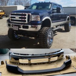 New Chrome Bumper plus Upper Bumper Pad For Ford F250 and F350. This bumper fits 2005 to 2007 and Ford Excursion 2005