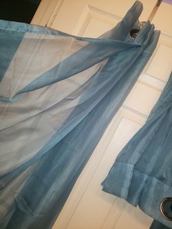 2 sheer curtain panels teal/turquoise