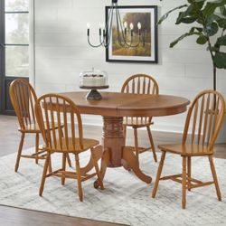 5-pieces Extendable Pedestal Dining Set 