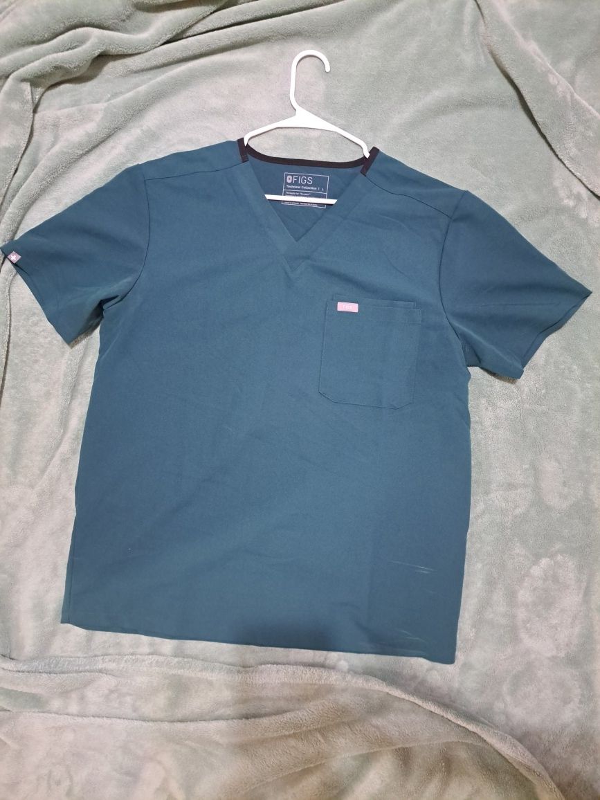 Men's Figs Scrub Top Dark Green Large