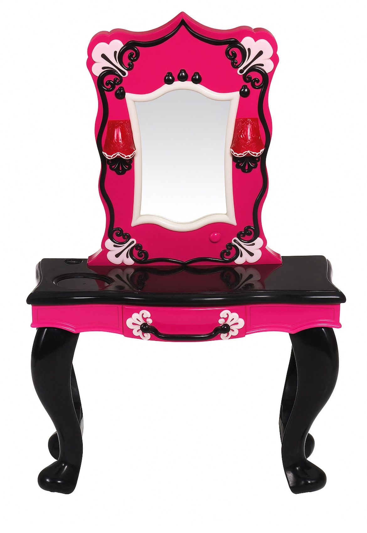 ✨ Glam Princess Vanity Table with Mirror, Water Fountain & Play Makeup Set – Hot Pink & Black ✨