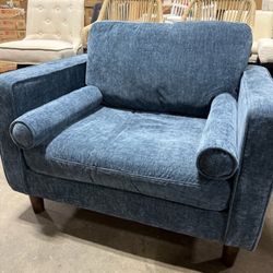 Navy Blue Fabric Armchair 