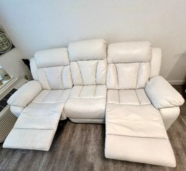 Springfield Faux Lether 85"White Lether recliner Sofa