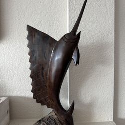Hand‑Carved Wooden Sailfish Wall Art – Solid Wood Sculpture