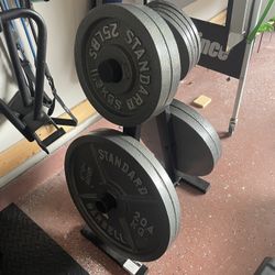 Weight Plates, Set & Stand 