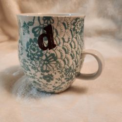 Anthropologie homegrown floral monogram letter “d” mug cup