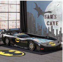 Delta Children DC Comics Batmobile Car Plastic Twin Bed, Black Frame