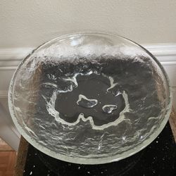 Vintage Hoya Glacier Snow Lake Crystal Console Bowl Japan 10.5”