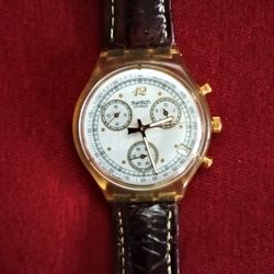 Amazing Vintage 1993 Swatch Watch tachometer wrist watch series AG424. Keeps perfect time. SEE OUR OTHER GREAT VINTAGE ART ANTIQUES JEWELRY WATCHES SP