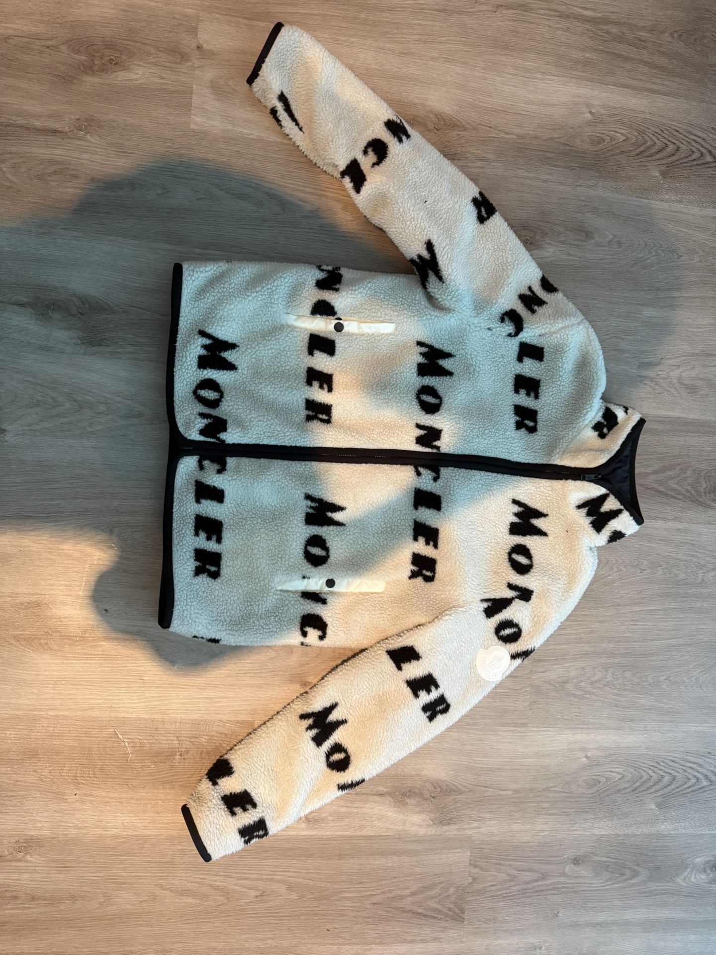 MONCLER REVERSIBLE BEIGE ALLOVER LOGO JACKET