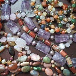 Lot Of 6 Vintage Stone Necklaces