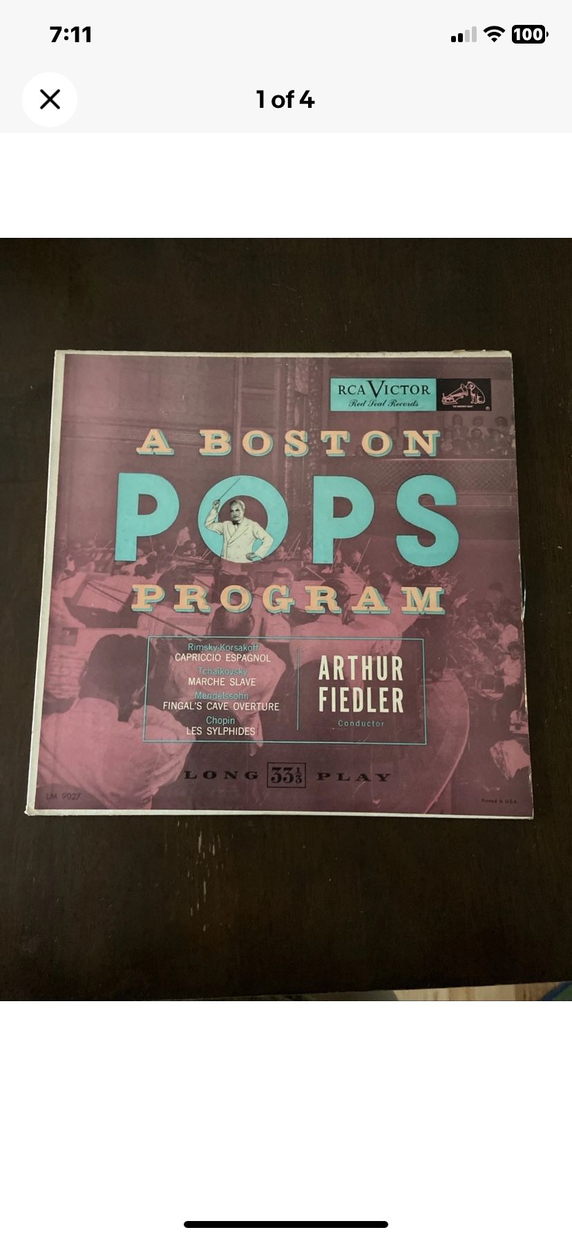 Boston Pops Program Arthur Fiedler Conductor RCA Victor LM9027 LP Very Good Cond