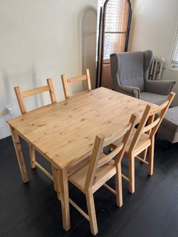 IKEA INGO / IVAR Solid Pine Wooden Dining Table Set with 2 Chairs Disassembled Easy Car Transport