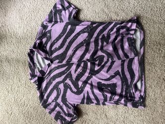 Large Vintage Purple & Black Abstract Pattern Button-Down Shirt – Size Medium