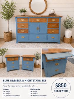 COASTAL BLUE DRESSER & NIGHTSTAND SET
