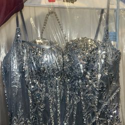 Blue Gown With Sequins 