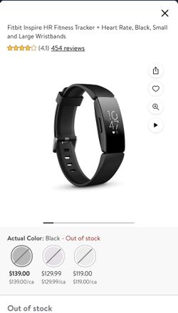 Fitbit Inspire HR Fitness Tracker + Heart Rate, Black, Small and Large Wristbands