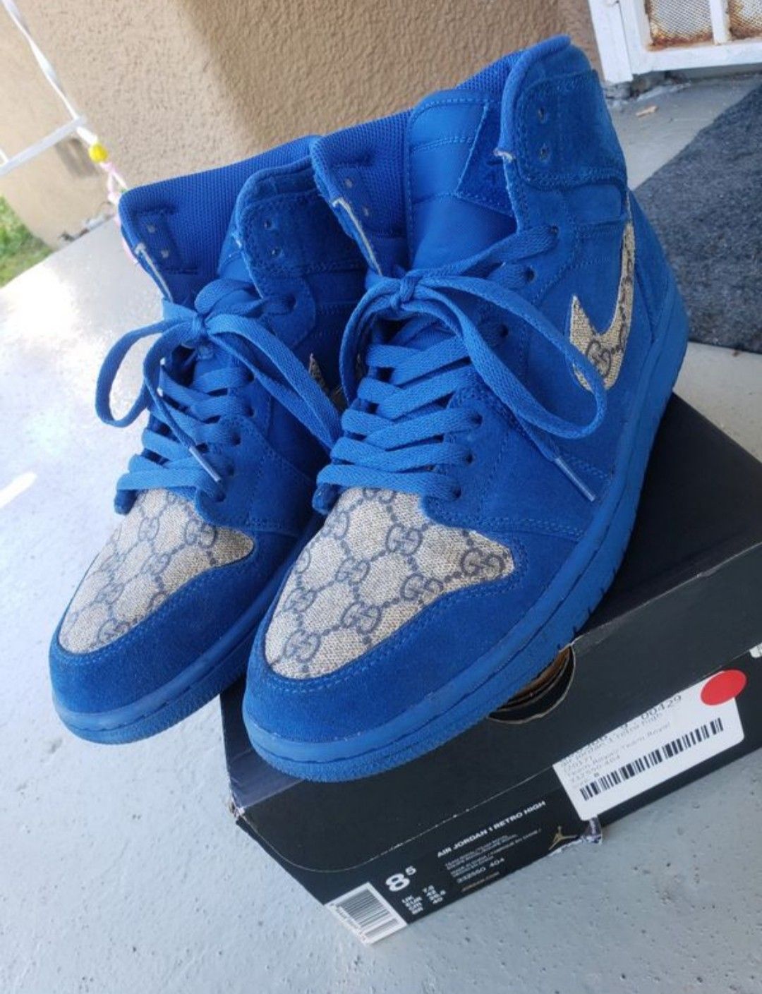 Custom Guccci Retro High Royal Blue Suede 1s size 8.5