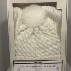 Ivory Hat and Infinity Scarf Set