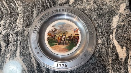 Vintage The Great American Revolution 1776 Pewter Plate - Surrender Of Cornwallis By John Trumbull