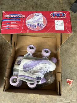 Girls Roller Skates( White/purple) Size Jr. 13