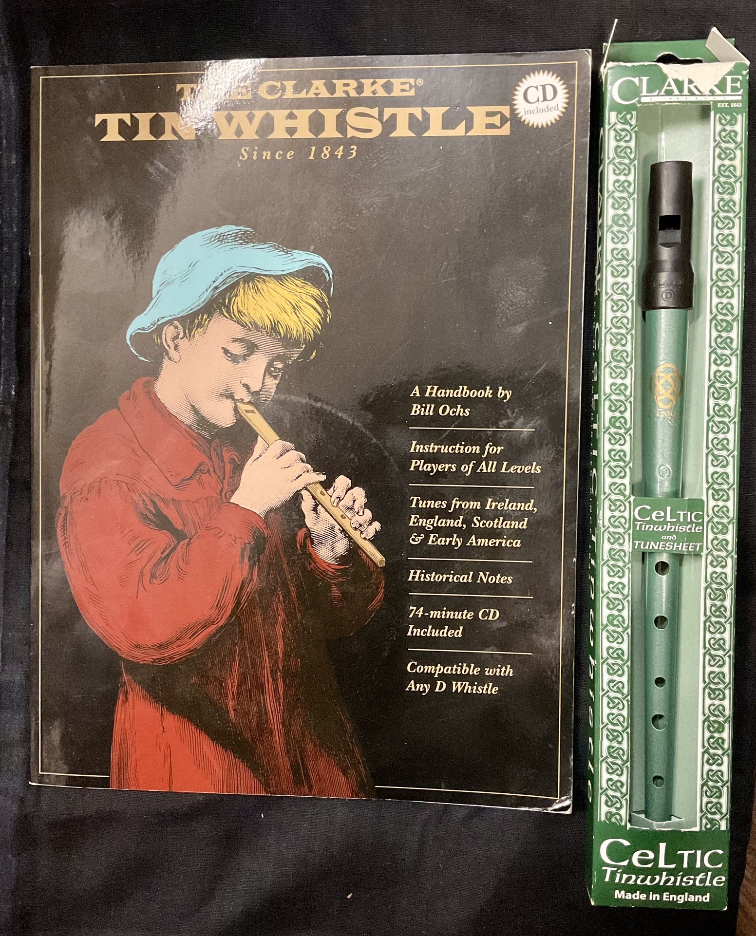 Clarke Original Metal Tin Whistle Key of C- w/ Book & CD