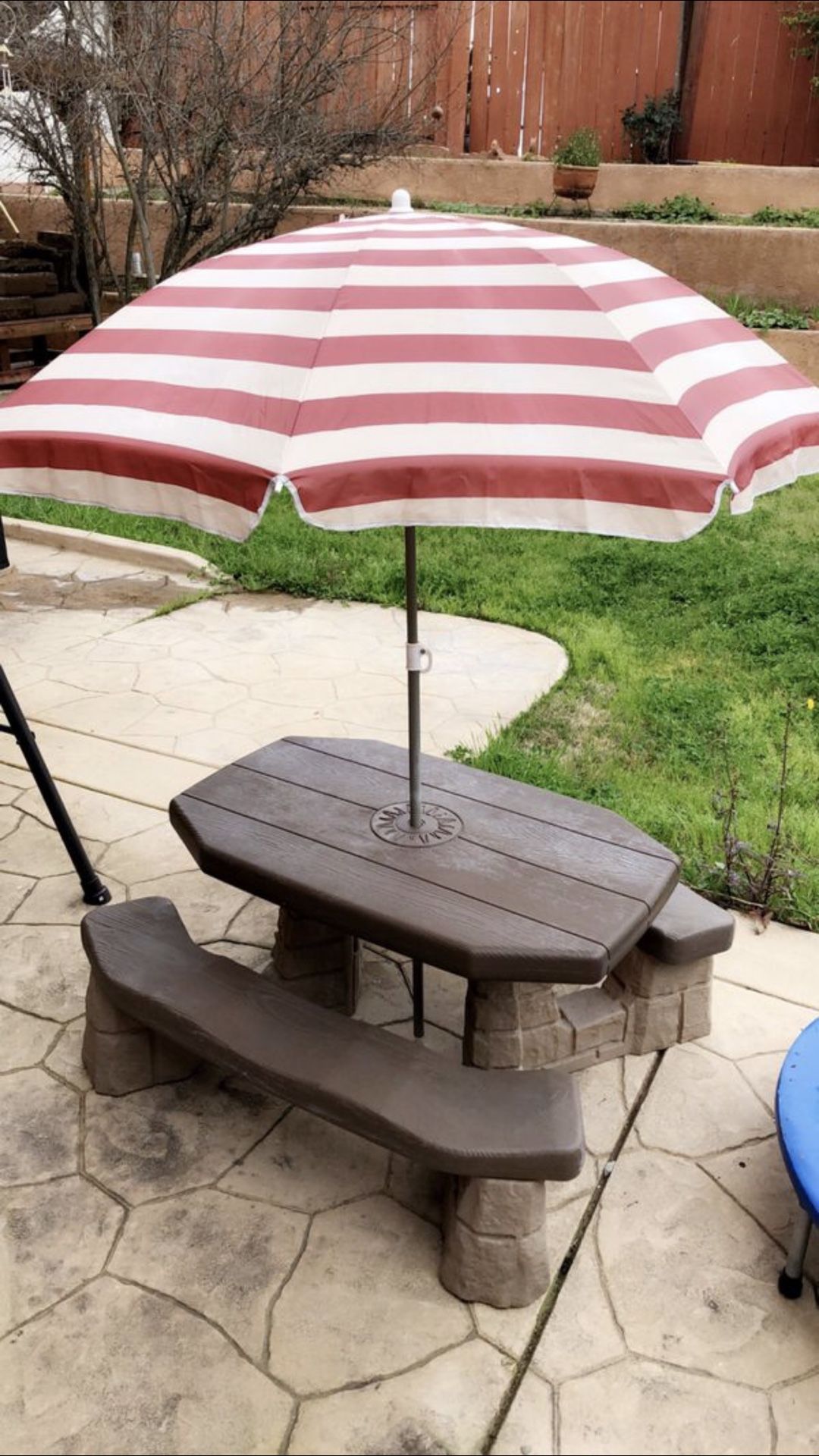 Kids Bench and Umbrella