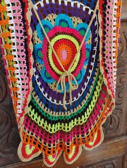 Hippie Crochet Vintage Vest Women's Small 