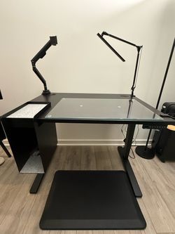 UPLIFT Electric Standing Desk 42x30 + Glass Top & Accessories