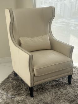 2 Z Gallerie Davis Leather Wingback Armchairs