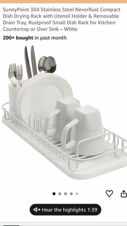 SunnyPoint Compact Dish Drying Rack with Utensil Holder