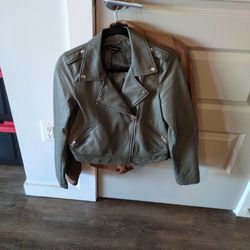 Olive Green Pleather Jacket 