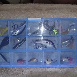 Fishing Lure Lot w/ Tackle Box Crankbaits Jigs Soft Plastics Bass Panfish