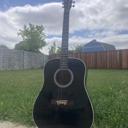 Old Acoustic Guitar Full Size Black 