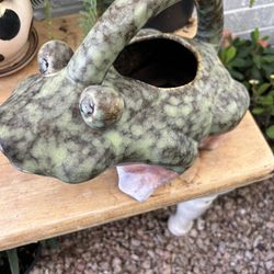 VTG Frog Pottery Garden Plant Watering Can Pitcher with Handle Home Decor 1970