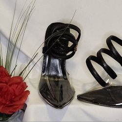 Clear tipped with black ankle wrap size 6.5.