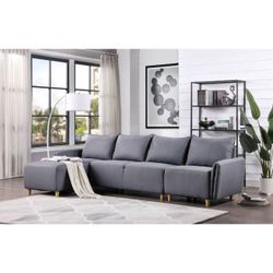 Brand New Gray Fabric Sectional