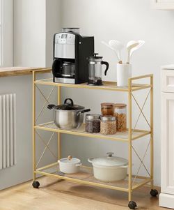 3-Tier Gold Metal Cart (no wheels)