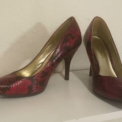 Red, Snake Skin Print (Rampage) Heels