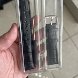 Quick Release Italian Alligator Grain Calfskin Genuine Leather 20mm Black-silver