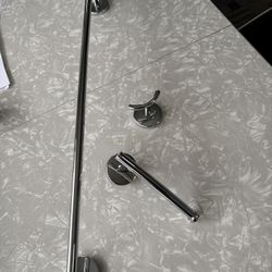 Bathroom Towel, Bar, Hook, And TP Holder