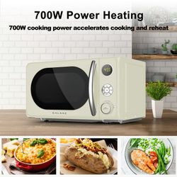 Galanz 0.7 Cu ft Retro Countertop Microwave Oven, 700 Watts, Cream